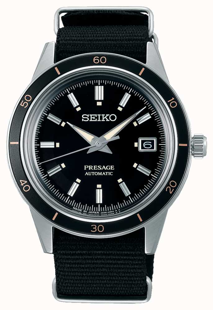 Seiko Presage Style 60s Black Nylon Strap SRPG09J1 - First Class Watches™
