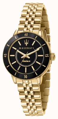 Maserati Woman's Successo Solar Black and Gold Watch R8853145503