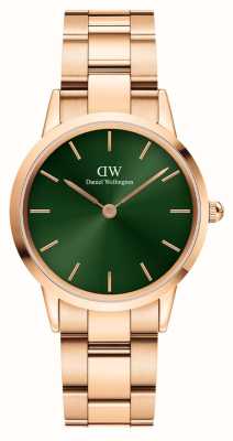 Daniel Wellington Iconic Link (28mm) Emerald Green Dial / Rose-Gold PVD Stainless Steel DW00100421