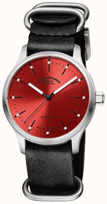 Muhle Glashutte Panova Red Automatic (40mm) Red Sunray Dial / Black NATO Leather Strap M1-40-78-LB