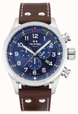 TW Steel Swiss Volante Brown Leather Strap Blue Dial SVS201