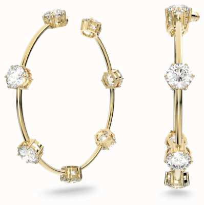 Swarovski Constella White Crystal Gold Tone Hoop Earrings 5622722