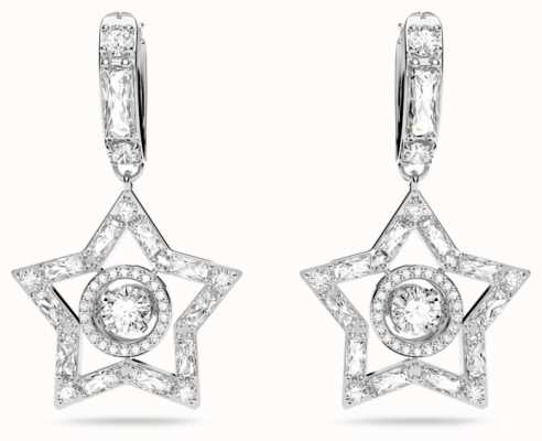 Swarovski Stella White Crystal Star Hoop Earrings 5617767