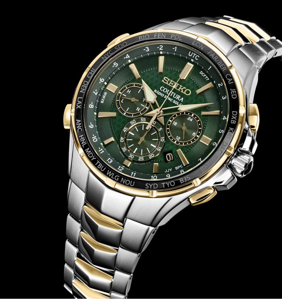 Seiko | Coutura | Radio Sync Solar | Green Dial | Two Tone Bracelet |  SSG022P9 - First Class Watches™
