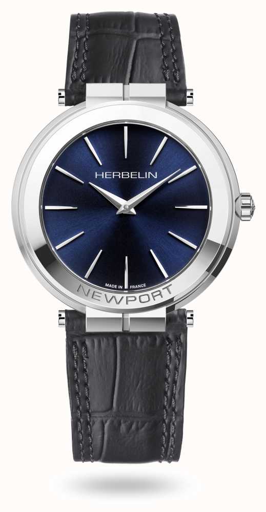 Michel Herbelin Men S Newport Slim Dark Grey Leather Strap 19522 Ap15 First Class Watches™