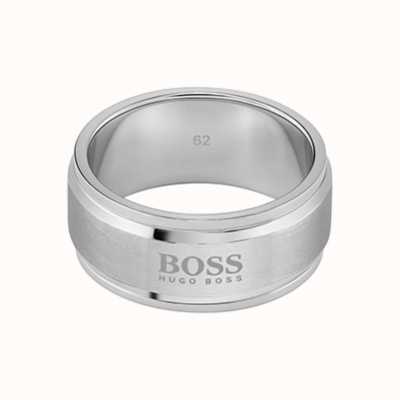 BOSS Jewellery ID Brushed & Polished Steel Ring - Large 1580254L