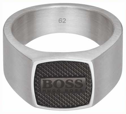BOSS Jewellery Seal Knurl Texture Two Tone Steel Ring 1580257S