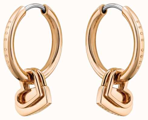 BOSS Jewellery Soulemate Carnation Gold IP Heart Earrings 1580220