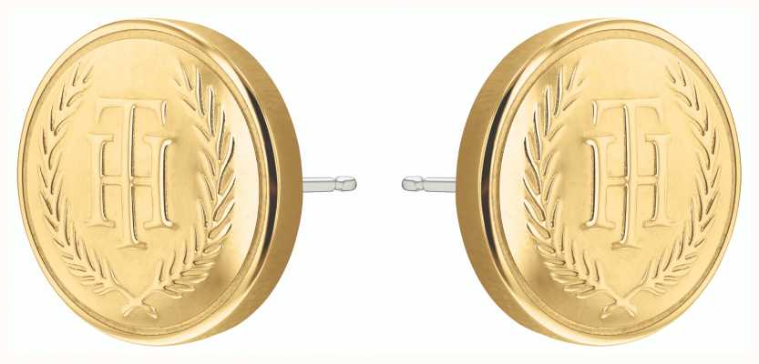 Tommy Hilfiger TH Crest Gold IP Stud Earrings 2780381