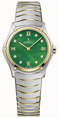 EBEL Sport Classic - 8 Diamonds (29mm) Green Mother of Pearl Dial / 18K Gold & Stainless Steel 1216541