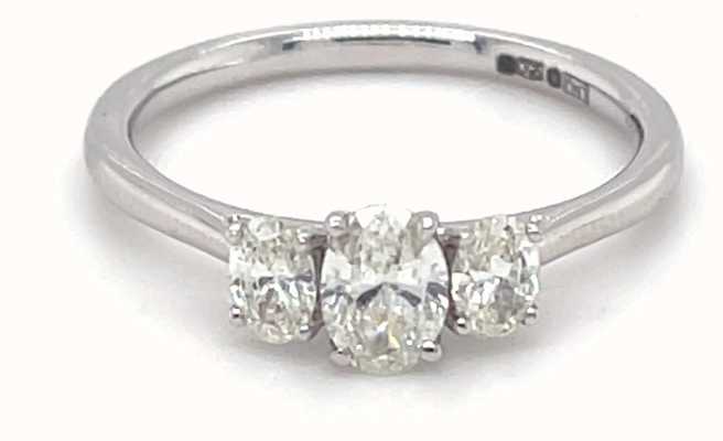 Platinum Oval Diamond 3 Stone Ring 0.69ct Total SR150