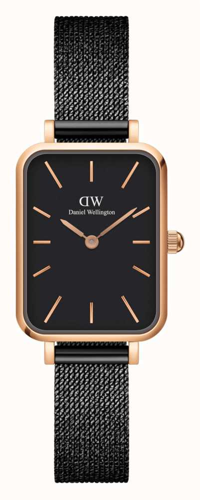 Wellington Women's Rectangular Rose-Gold And Black Watch DW00100433 First Watches™