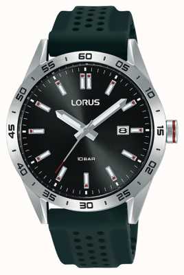 Lorus Sports 40mm Quartz Watch Black Sunray Dial Silicone Strap RH965NX9