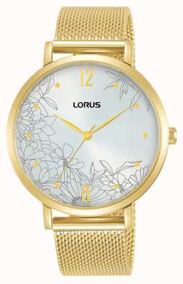 Lorus Women's Floral Design 36 mm Plated Mesh Bracelet RG292TX9