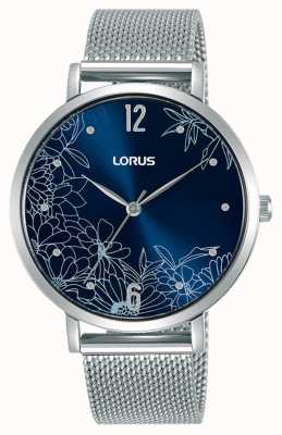 Lorus Women's Floral Design 36 mm Plated Mesh Bracelet RG293TX9