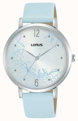 Lorus Women's Floral Design 36 mm Blue Leather Strap RG297TX9