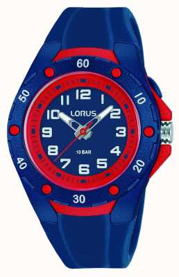 Lorus Kid's 100m (36mm) Blue + Red Dial / Blue Silicone R2373NX9