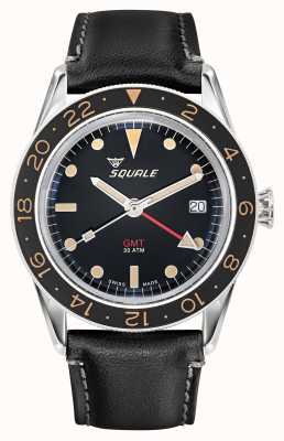 Squale Sub-39 GMT Vintage Black (40.5mm) Black Dial / Black Italian Leather Strap SUB-39-GMT-V