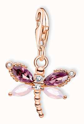 Thomas Sabo Sterling Silver 18K Rose Gold Plated Dragonfly Charm Pendant 1873-323-7