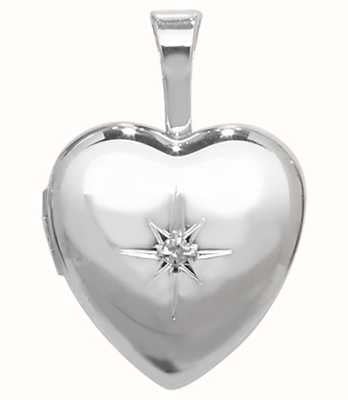 James Moore TH Silver 0.01ct Diamond Set Heart Shaped Locket Pendant G6909D