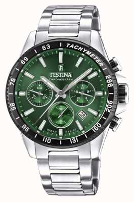 Festina Men's Chronograph | Green Dial | Stainless Steel Bracelet F20560/4