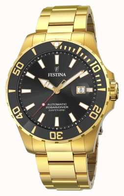 Festina Men's | Black Dial | Gold Plated Bracelet | Automatic Watch F20533/2