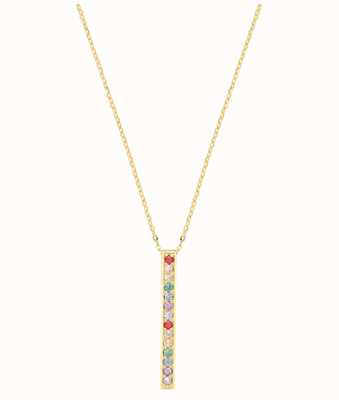 James Moore TH 9ct Yellow Gold Rainbow Bar Charm necklet NK420