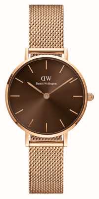 Daniel Wellington Petite Amber (28mm) Brown Dial / Rose-Gold PVD Stainless Steel Mesh DW00100476