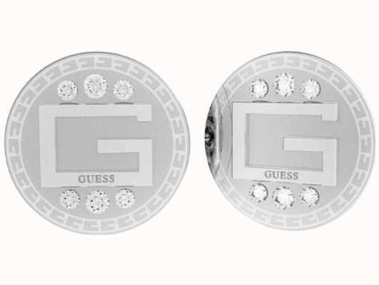 Guess G Solitaire Crystal Rhodium Plated Stud Earrings UBE01028RH