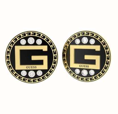 Guess G Solitaire Black Crystal Stud Earrings UBE01028YGBK