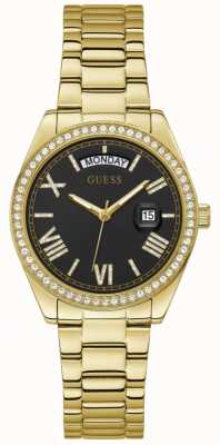 Guess LUNA Women's Black Dial Gold Bracelet Crystal Set Watch GW0307L2