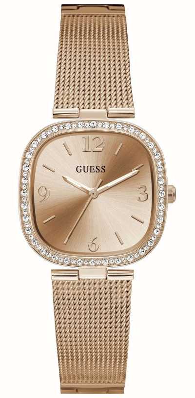 Guess TAPESTRY Women's Square Dial Rose Gold Stainless Steel Bracelet Watch - First Class Watches™