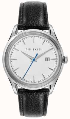 Ted Baker Men's Daquir | White Dial | Black Leather Strap Watch BKPDQF115