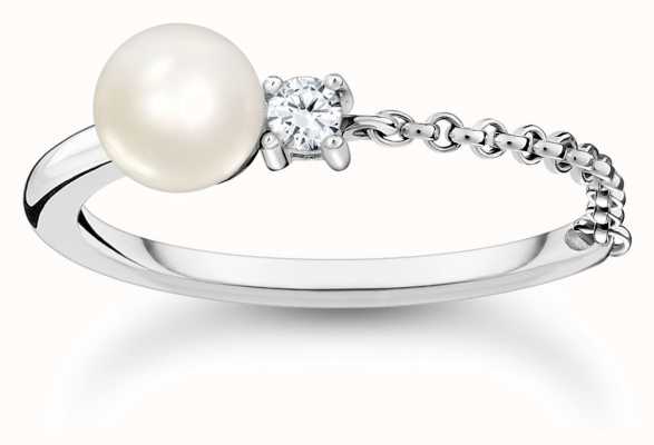 Thomas Sabo Pearl Stone Chain Sterling Silver Ring TR2369-167-14-54