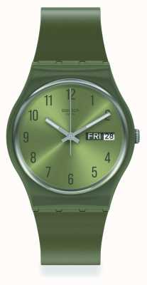 Swatch PEARLYGREEN Silicone Strap Watch GG712