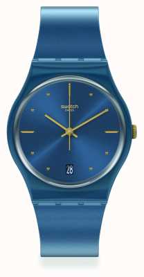 Swatch PEARLYBLUE Silicone Strap Watch GN417