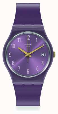Swatch PEARLYPURPLE Silicone Strap Watch GV403