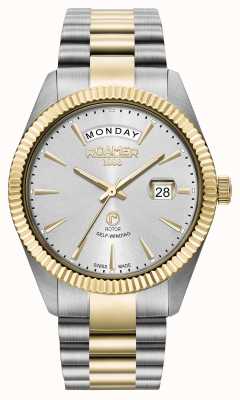 Roamer Primeline Day Date Silver Dial With Yellow Gold Bi Colour Bracelet 981662 48 15 90