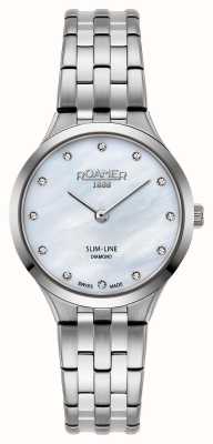 Roamer Slim-Line Classic Ladies White MOP Diamond Dial Steel Bracelet 512847 41 89 20