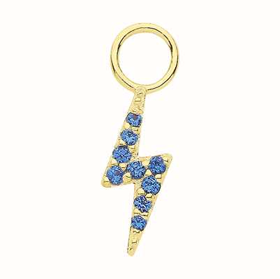 James Moore TH 9ct Yellow Gold Blue Cubic Zirconia Lightning Bolt Earring Charm EPN0014S