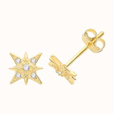 James Moore TH 9ct Yellow Gold Cubic Zirconia Star Stud Earrings ES1663