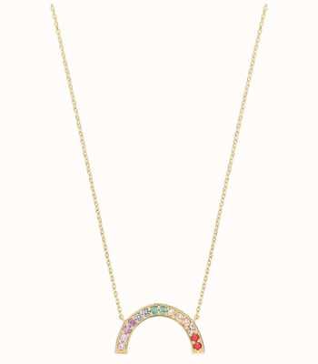 James Moore TH 9ct Yellow Gold Large Rainbow Cubic Zirconia Necklace NK422