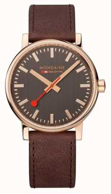Mondaine Evo2 Gold 40mm | Brown Leather Strap | Grey Dial | IP Gold Case MSE.40181.LG