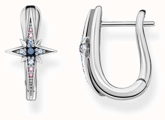 Thomas Sabo Royalty Star Multi-Stone Sterling Silver Hoop Earrings CR678-945-7