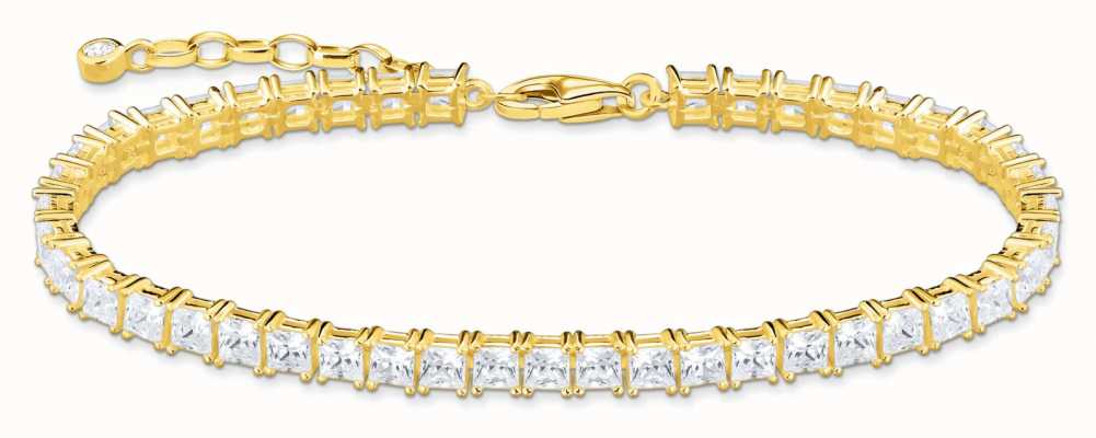 Thomas Sabo Yellow Gold Plated Cubic Zirconia Tennis Bracelet A2029-414-14-L19V