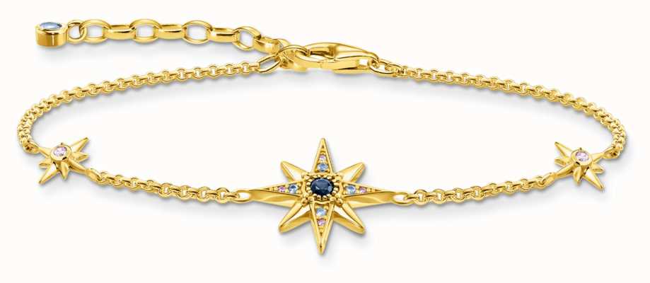Thomas Sabo Royalty Star Gold Plated Silver Multi-Coloured Cubic Zirconia Bracelet A2037-959-7-L19V