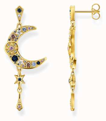 Thomas Sabo Royalty Moon Gold Plated Drop Earrings H2200-959-7