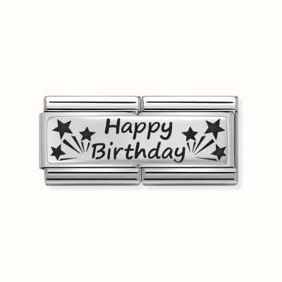 Nomination Composable Classic DOUBLE ENGRAVED Steel And Silver 925 CUSTOM Happy Birthday 330710/13
