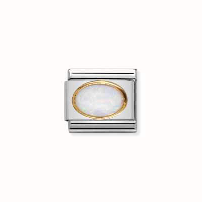 Nomination Composable Classic Oval Hard Stones In Stainless Steel And 18k Gold WHITE OPAL 030502/07