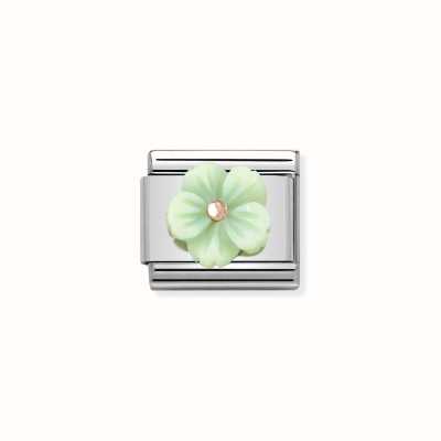 Nomination Composable Classic STONE SYMBOLS In Stainless Steel And 9k Rose Gold Flower In GREEN MOTHER OF PEAR 430510/10